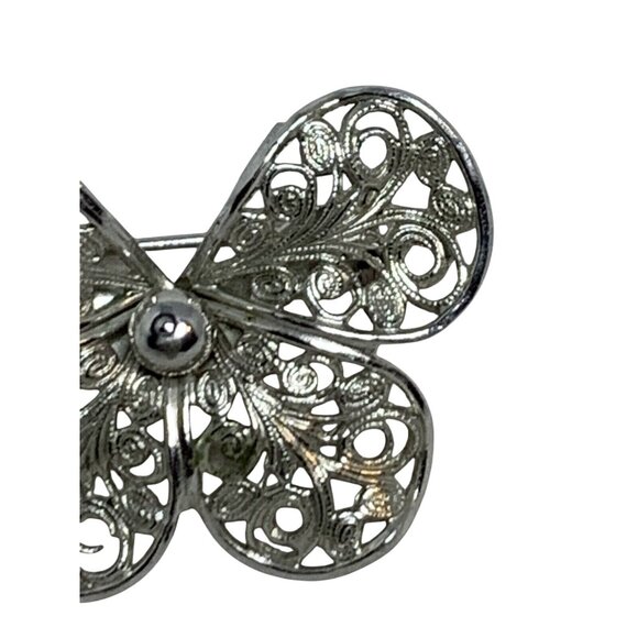 Vintage Emmons Silver Tone Filigree Butterfly Pin Signed (5574) - Picture 3 of 9